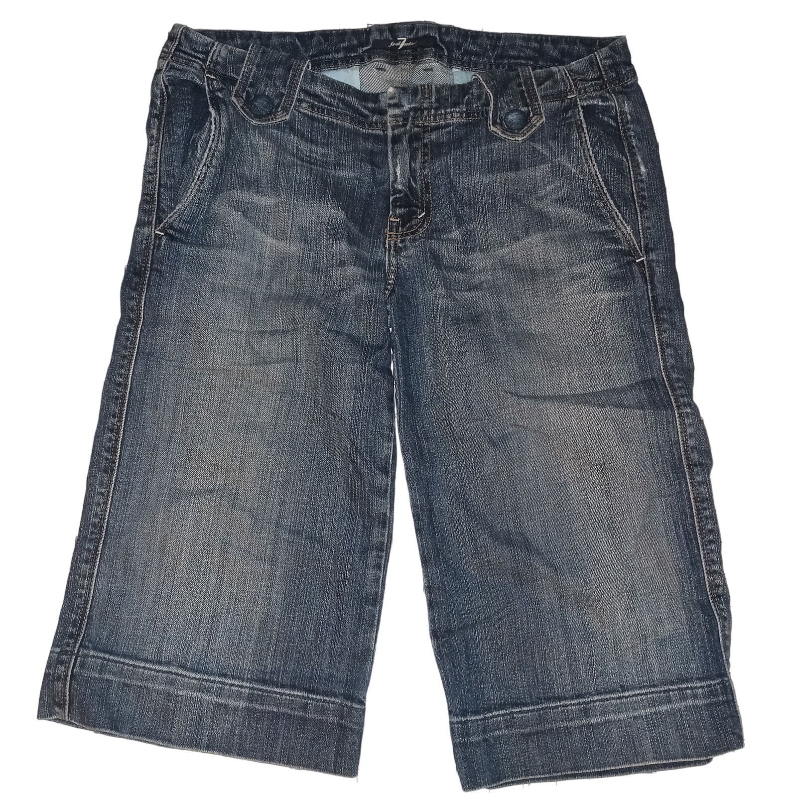7 For All Mankind Sfam Vintage Y2k Distressed Blue Denim Jean Bermuda Shorts 29